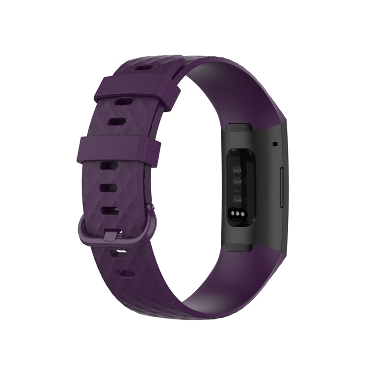 Color Buckle TPU Wrist Strap Watch Band for Fitbit Charge 4 / Charge 3 / Charge 3 SE, Size: L(Dark Purple) - Watch Bands by buy2fix | Online Shopping UK | buy2fix
