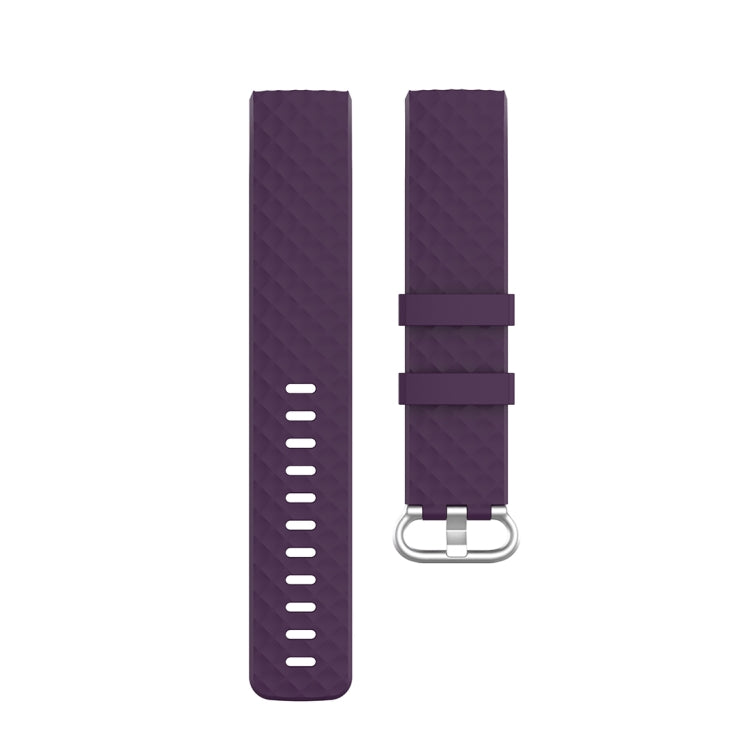 18mm Silver Color Buckle TPU Wrist Strap Watch Band for Fitbit Charge 4 / Charge 3 / Charge 3 SE, Size: S(Dark Purple) - Watch Bands by buy2fix | Online Shopping UK | buy2fix