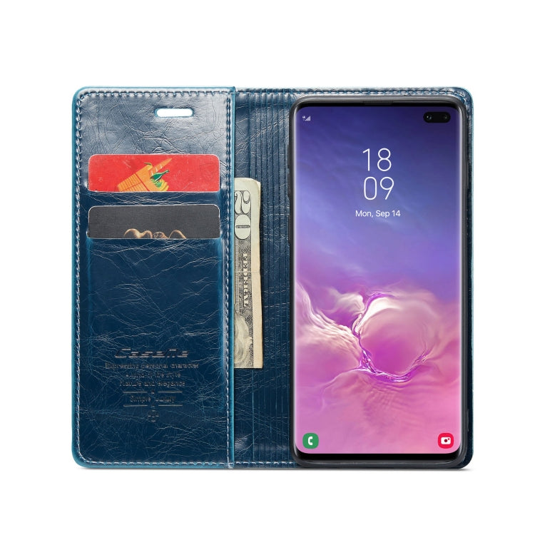 For Samsung Galaxy S10+ CaseMe 003 Crazy Horse Texture Leather Phone Case(Blue) - Galaxy Phone Cases by CaseMe | Online Shopping UK | buy2fix