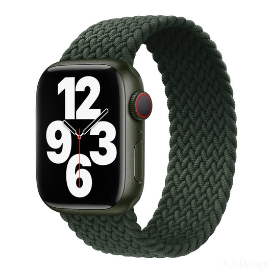 Nylon Single-turn Braided Watch Band For Apple Watch Ultra 49mm / Series 8&7 45mm / SE 2&6&SE&5&4 44mm / 3&2&1 42mm, Length:135mm(Fir Green) - Watch Bands by buy2fix | Online Shopping UK | buy2fix