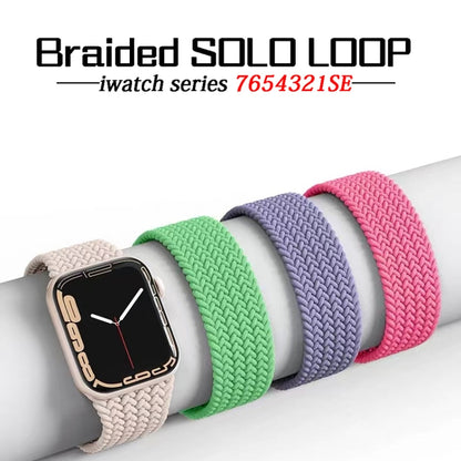 Nylon Single-turn Braided Watch Band For Apple Watch Ultra 49mm&Watch Ultra 2 49mm / Series 9&8&7 45mm / SE 3&SE 2&6&SE&5&4 44mm / 3&2&1 42mm, Length:135mm(W Black Red) - Watch Bands by buy2fix | Online Shopping UK | buy2fix