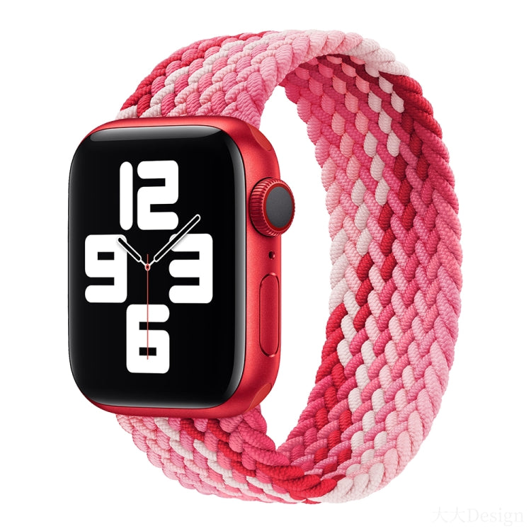 Nylon Single-turn Braided Watch Band For Apple Watch Ultra 49mm&Watch Ultra 2 49mm / Series 9&8&7 45mm / SE 3&SE 2&6&SE&5&4 44mm / 3&2&1 42mm, Length:145mm(Strawberry Red) - Watch Bands by buy2fix | Online Shopping UK | buy2fix