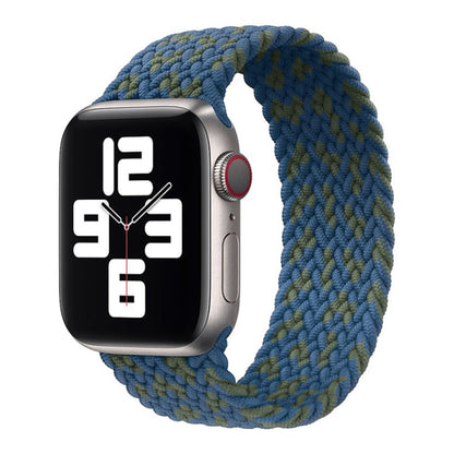 Nylon Single-turn Braided Watch Band For Apple Watch Ultra 49mm / Series 8&7 45mm / SE 2&6&SE&5&4 44mm / 3&2&1 42mm, Length:155mm(Blue Green) - Watch Bands by buy2fix | Online Shopping UK | buy2fix