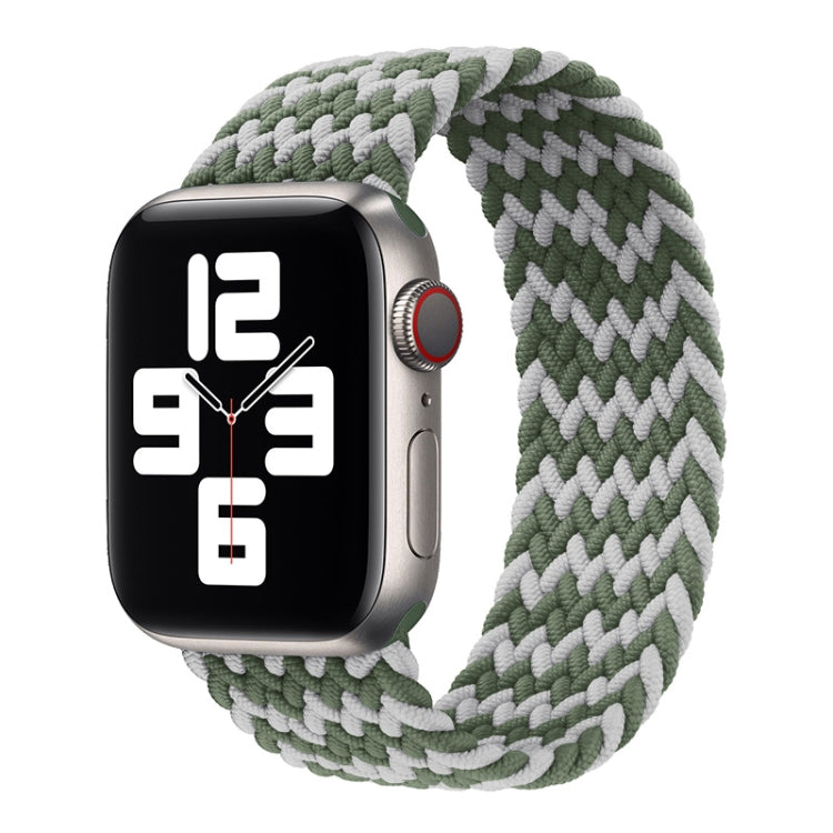 Nylon Single-turn Braided Watch Band For Apple Watch Ultra 49mm&Watch Ultra 2 49mm / Series 9&8&7 45mm / SE 3&SE 2&6&SE&5&4 44mm / 3&2&1 42mm, Length:165mm(W Green Grey) - Watch Bands by buy2fix | Online Shopping UK | buy2fix