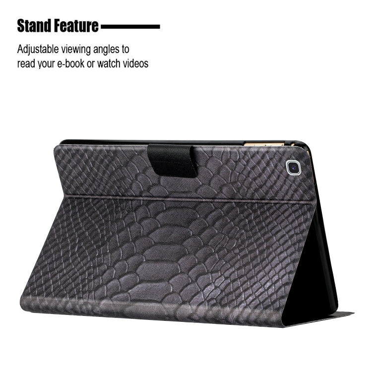 For Samsung Galaxy Tab A7 10.4 2020 Solid Color Crocodile Texture Leather Smart Tablet Case(Black) - Other Galaxy Tab PC by buy2fix | Online Shopping UK | buy2fix