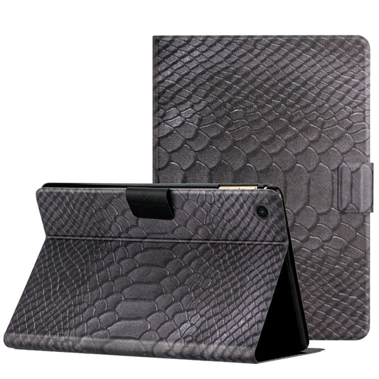 For Samsung Galaxy Tab A8 Solid Color Crocodile Texture Leather Smart Tablet Case(Black) - Other Galaxy Tab PC by buy2fix | Online Shopping UK | buy2fix