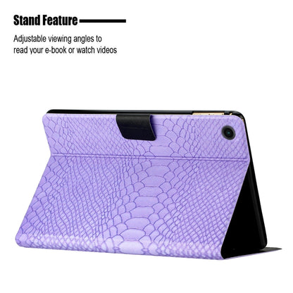 For Samsung Galaxy Tab A8 Solid Color Crocodile Texture Leather Smart Tablet Case(Purple) - Other Galaxy Tab PC by buy2fix | Online Shopping UK | buy2fix