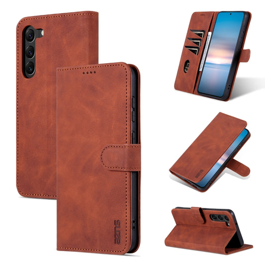 For Samsung Galaxy S23 5G AZNS Skin Feel Calf Texture Flip Leather Phone Case(Brown) - Galaxy S23 5G Cases by AZNS | Online Shopping UK | buy2fix