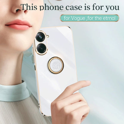 For Realme 10 4G XINLI Straight Edge Electroplate TPU Phone Case with Ring(White) - Realme Cases by XINLI | Online Shopping UK | buy2fix