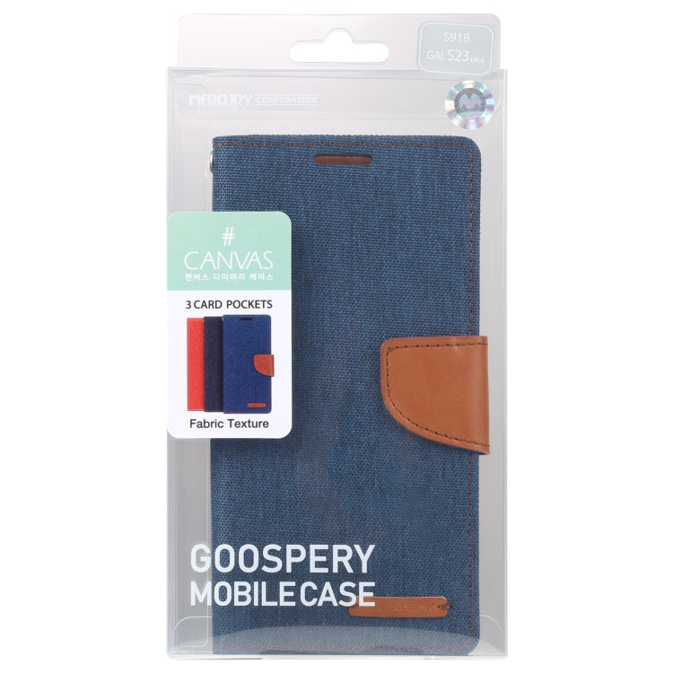 For Samsung Galaxy S23 Ultra 5G GOOSPERY CANVAS DIARY Fabric Texture Flip Leather Phone Case(Navy Blue) - Galaxy S23 Ultra 5G Cases by GOOSPERY | Online Shopping UK | buy2fix