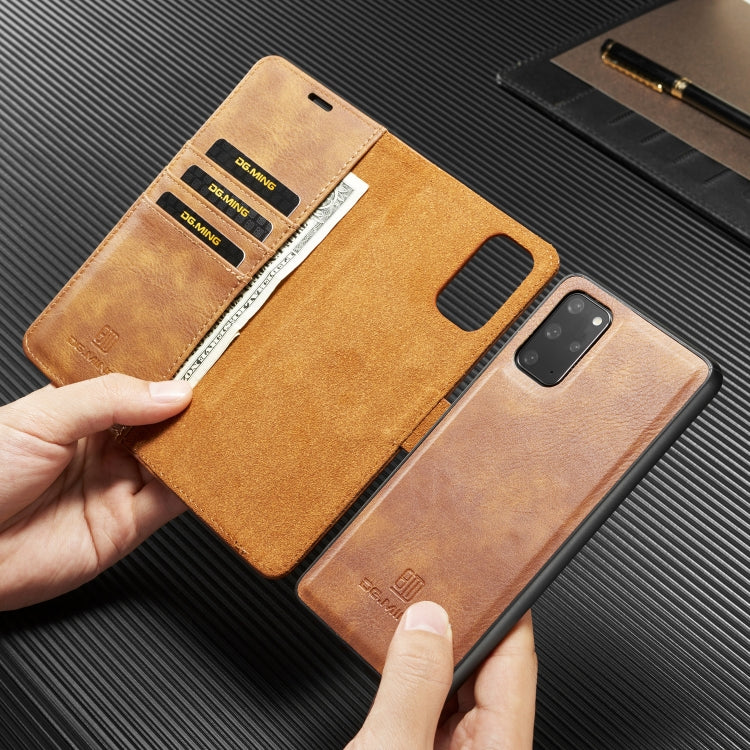 For Galaxy S20+ DG.MING Crazy Horse Texture Flip Detachable Magnetic Leather Case with Holder & Card Slots & Wallet(Brown) - Galaxy Phone Cases by DG.MING | Online Shopping UK | buy2fix