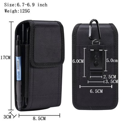 For 6.5-6.9 inch Smartphones Vertical Double Grid Oxford Cloth Phone Case(Black) - Cloth Bag by buy2fix | Online Shopping UK | buy2fix