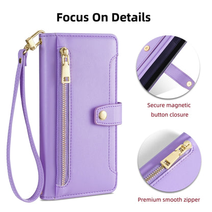 For Ulefone Note 12P Sheep Texture Cross-body Zipper Wallet Leather Phone Case(Purple) - Ulefone Cases by buy2fix | Online Shopping UK | buy2fix