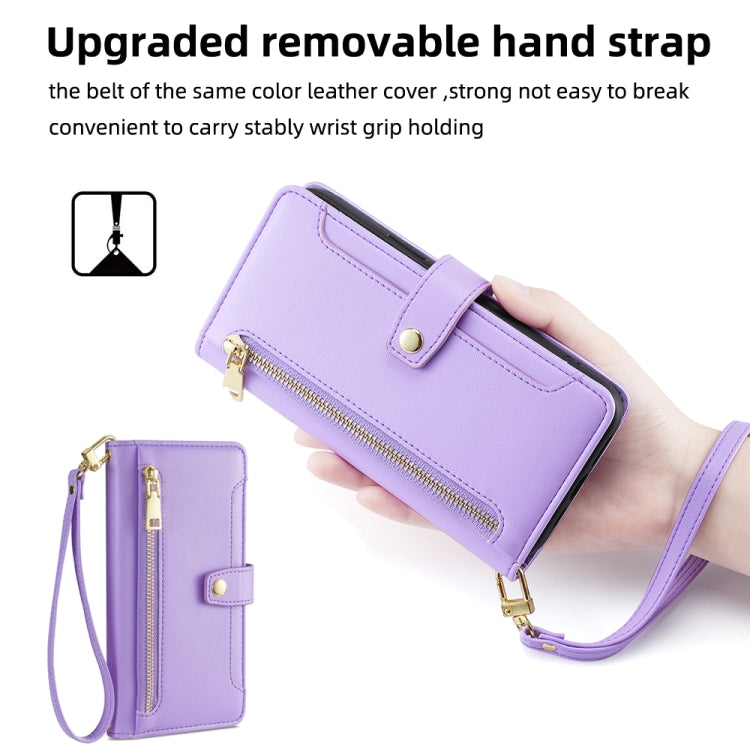 For Ulefone Note 12P Sheep Texture Cross-body Zipper Wallet Leather Phone Case(Purple) - Ulefone Cases by buy2fix | Online Shopping UK | buy2fix
