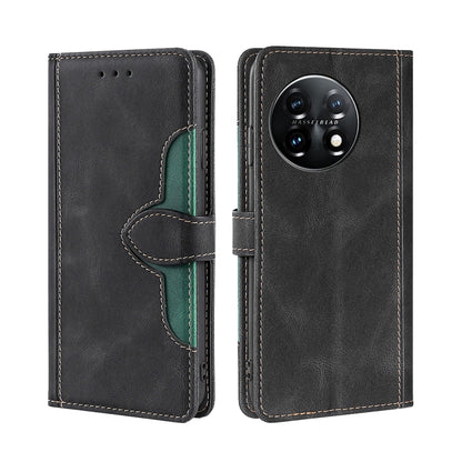 For OnePlus 11 Skin Feel Magnetic Buckle Leather Phone Case(Black) - OnePlus Cases by buy2fix | Online Shopping UK | buy2fix