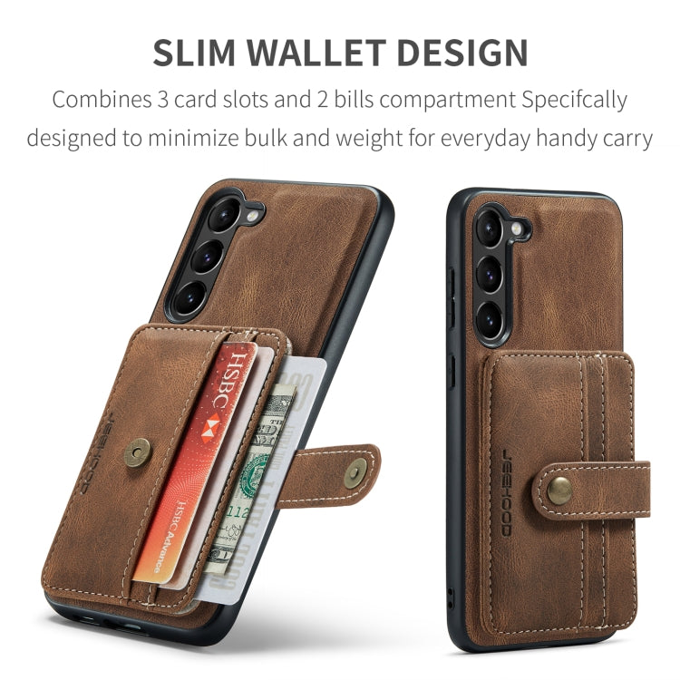 For Samsung Galaxy S24+ 5G JEEHOOD RFID Blocking Anti-Theft Magnetic Phone Case(Brown) - Galaxy S24+ 5G Cases by JEEHOOD | Online Shopping UK | buy2fix