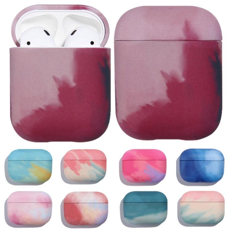 For AirPods 1 / 2 Ink Painting Water Sticker PC Earphone Case(Ink Fuchsia) - For AirPods 1/2 by buy2fix | Online Shopping UK | buy2fix