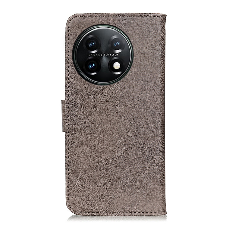 For OnePlus 11 5G KHAZNEH Cowhide Texture Flip Leather Phone Case(Khaki) - OnePlus Cases by buy2fix | Online Shopping UK | buy2fix