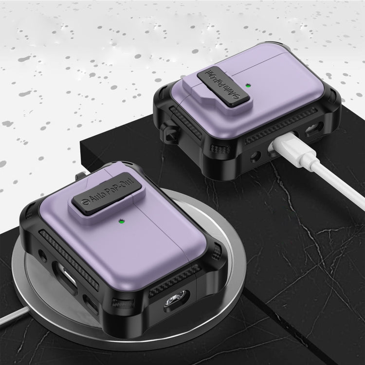 For AirPods Pro 2 Signal Flag Wireless Earphones Case with Security Lock(Purple) - For AirPods Pro 2 by buy2fix | Online Shopping UK | buy2fix