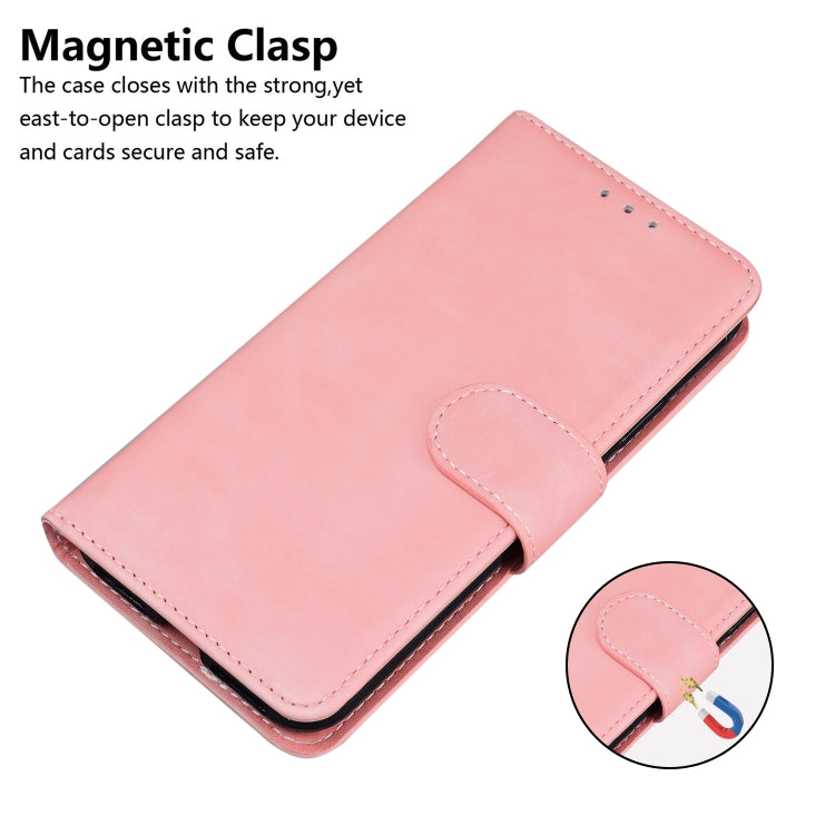 For OnePlus 11 Skin Feel Pure Color Flip Leather Phone Case(Pink) - OnePlus Cases by buy2fix | Online Shopping UK | buy2fix