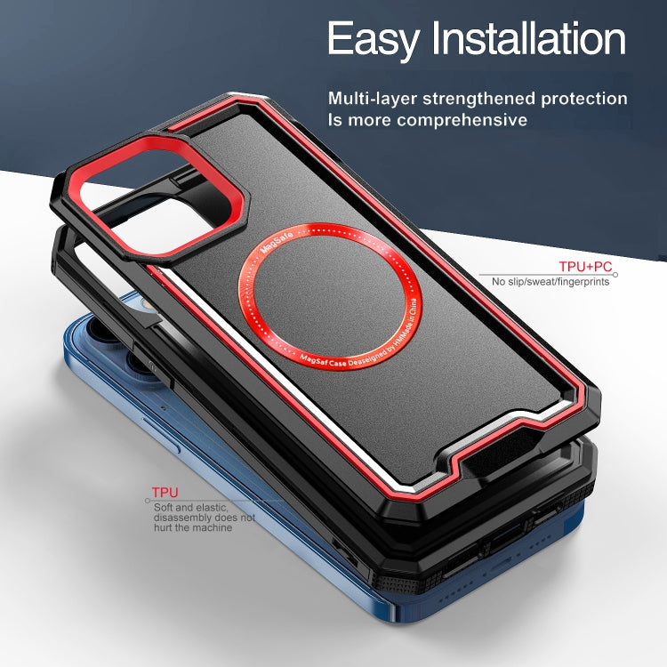 For iPhone 13 Pro Armour Two-color MagSafe Magnetic TPU + PC Phone Case(Black + Red) - iPhone 13 Pro Cases by buy2fix | Online Shopping UK | buy2fix