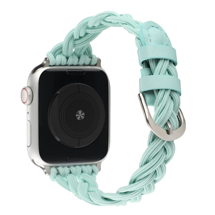 Single Elastic Nylon Braid Watch Band For Apple Watch Ultra 49mm&Watch Ultra 2 49mm / Series 9&8&7 45mm / SE 3&SE 2&6&SE&5&4 44mm / 3&2&1 42mm(Teal Green) - Watch Bands by buy2fix | Online Shopping UK | buy2fix