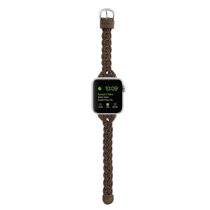 Single Elastic Nylon Braid Watch Band For Apple Watch Ultra 49mm&Watch Ultra 2 49mm / Series 9&8&7 45mm / SE 3&SE 2&6&SE&5&4 44mm / 3&2&1 42mm(Brown) - Watch Bands by buy2fix | Online Shopping UK | buy2fix