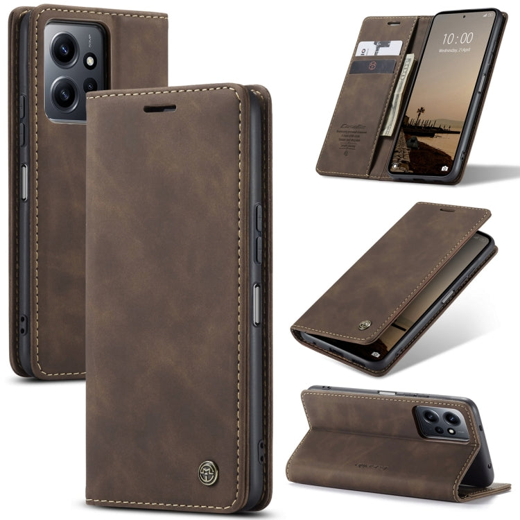 For Xiaomi Redmi Note 12 4G Global CaseMe 013 Multifunctional Horizontal Flip Leather Phone Case(Coffee) - Xiaomi Cases by CaseMe | Online Shopping UK | buy2fix