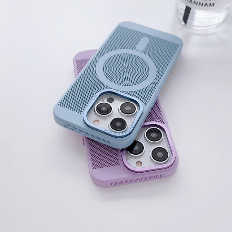 For iPhone 14 Pro Grid Cooling MagSafe Magnetic Phone Case(Dark Purple) - iPhone 14 Pro Cases by buy2fix | Online Shopping UK | buy2fix