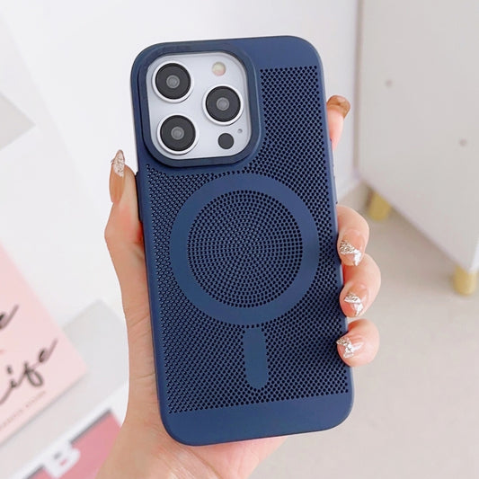For iPhone 13 Pro Max Grid Cooling MagSafe Magnetic Phone Case(Navy Blue) - iPhone 13 Pro Max Cases by buy2fix | Online Shopping UK | buy2fix