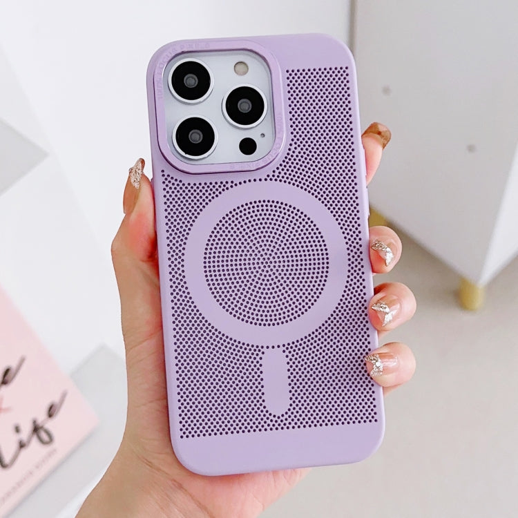 For iPhone 11 Pro Max Grid Cooling MagSafe Magnetic Phone Case(Lilac) - iPhone 11 Pro Max Cases by buy2fix | Online Shopping UK | buy2fix