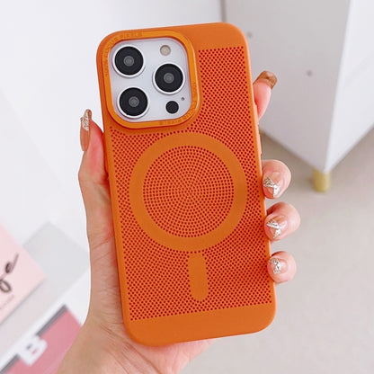 For iPhone 11 Pro Grid Cooling MagSafe Magnetic Phone Case(Orange Yellow) - iPhone 11 Pro Cases by buy2fix | Online Shopping UK | buy2fix