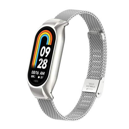 For Xiaomi Mi Band 8 Integrated Metal Case + Steel Mesh Buckle Watch Band(Silver) - Watch Bands by buy2fix | Online Shopping UK | buy2fix