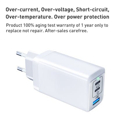 65W Dual PD USB-C / Type-C + USB 3-Port Gan Fast Charging Charger, Plug:US Plug(White) - USB Charger by buy2fix | Online Shopping UK | buy2fix