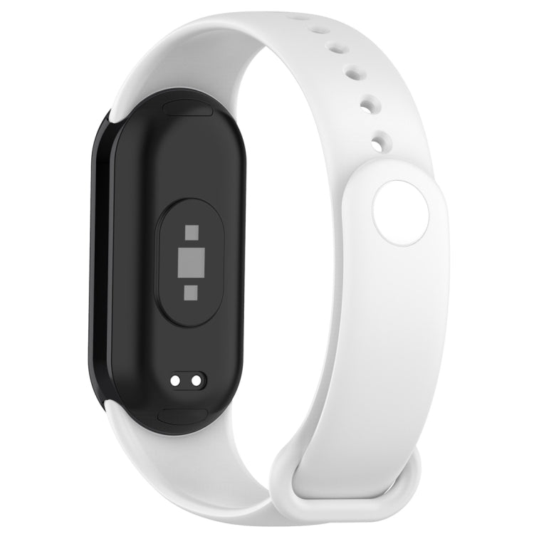 For Xiaomi Mi Band 8 Solid Color Silicone Plug Replacement Watch Band(White) - Watch Bands by buy2fix | Online Shopping UK | buy2fix