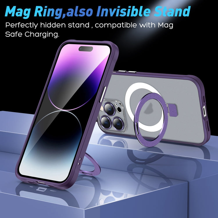 For iPhone 14 Pro Metal Eyes Series MagSafe Magnetic Holder Phone Case(Red) - iPhone 14 Pro Cases by buy2fix | Online Shopping UK | buy2fix