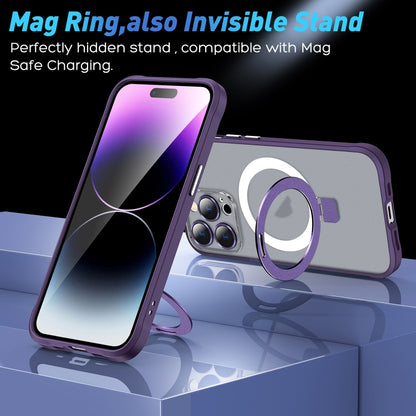 For iPhone 11 Metal Eyes Series MagSafe Magnetic Holder Phone Case(Red) - iPhone 11 Cases by buy2fix | Online Shopping UK | buy2fix