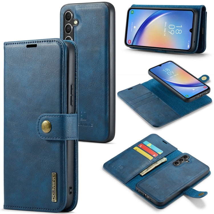 For Samsung Galaxy A34 5G DG.MING Crazy Horse Texture Detachable Magnetic Leather Case(Blue) - Galaxy Phone Cases by DG.MING | Online Shopping UK | buy2fix