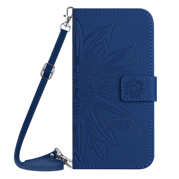 For Xiaomi Redmi Note 13 Pro 4G Global Skin Feel Sun Flower Embossed Flip Leather Phone Case with Lanyard(Dark Blue) - Note 13 Pro Cases by buy2fix | Online Shopping UK | buy2fix