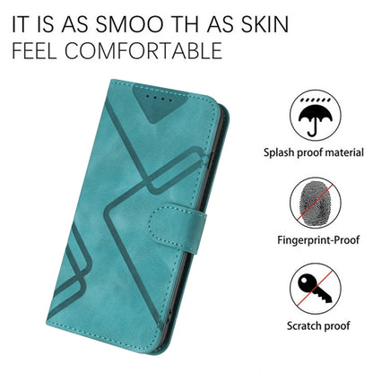 For iPhone 16 Line Pattern Skin Feel Leather Phone Case(Light Blue) - iPhone 16 Cases by buy2fix | Online Shopping UK | buy2fix