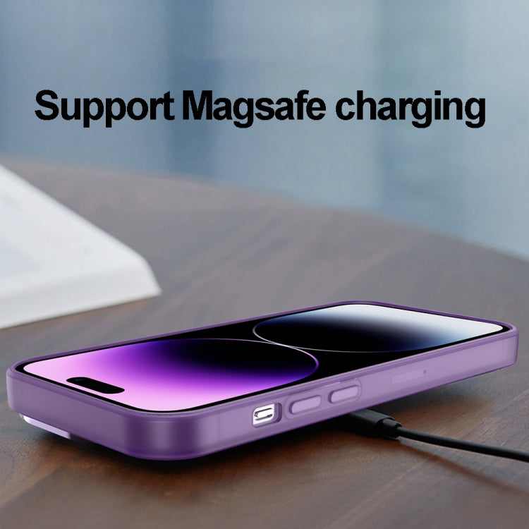 For iPhone 15 Invisible Lens Bracket Matte Transparent MagSafe Phone Case(Purple) - iPhone 15 Cases by buy2fix | Online Shopping UK | buy2fix