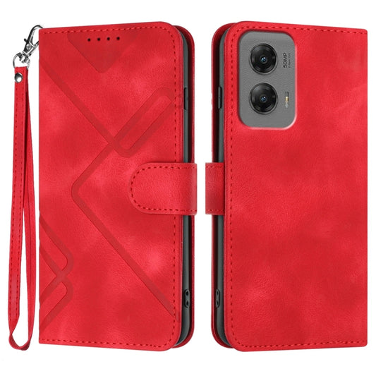 For Motorola Moto G Stylus 5G 2024 Line Pattern Skin Feel Leather Phone Case(Red) - Motorola Cases by buy2fix | Online Shopping UK | buy2fix