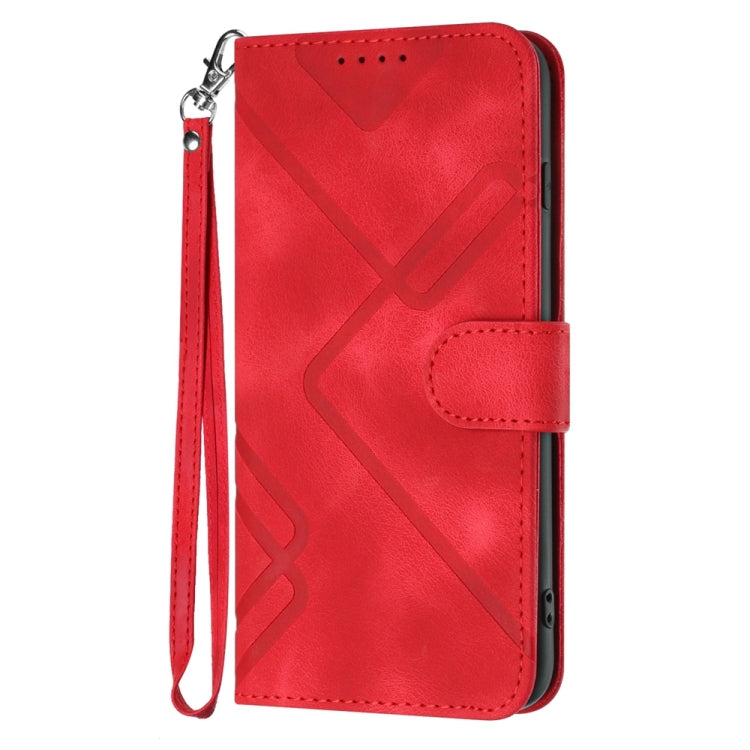 For Motorola Moto G Stylus 5G 2024 Line Pattern Skin Feel Leather Phone Case(Red) - Motorola Cases by buy2fix | Online Shopping UK | buy2fix