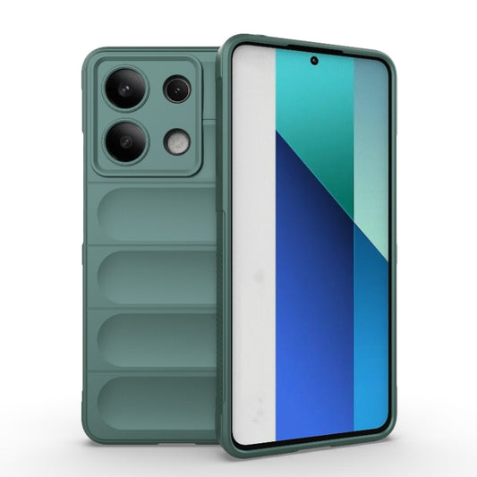 For Xiaomi Redmi Note 13 4G Global Magic Shield TPU + Flannel Phone Case(Dark Green) - Note 13 Cases by buy2fix | Online Shopping UK | buy2fix