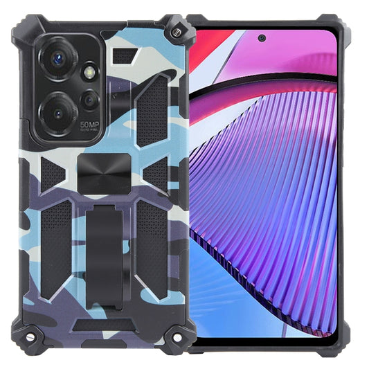 For Motorola Moto G Power 5G 2024 Camouflage Armor Kickstand TPU + PC Magnetic Phone Case(Light Blue) - Motorola Cases by buy2fix | Online Shopping UK | buy2fix