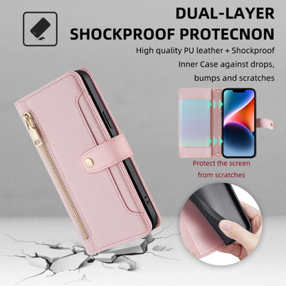 For Xiaomi Redmi Note 13 Pro+ 5G Sheep Texture Cross-body Zipper Wallet Leather Phone Case(Pink) - Note 13 Pro+ Cases by buy2fix | Online Shopping UK | buy2fix