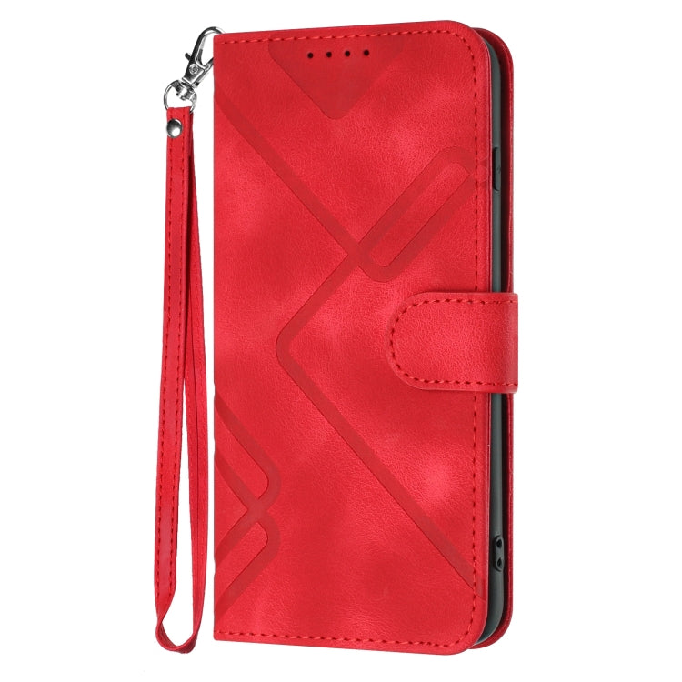 For Xiaomi Redmi 13C Line Pattern Skin Feel Leather Phone Case(Red) - 13C Cases by buy2fix | Online Shopping UK | buy2fix