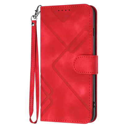 For Xiaomi Redmi 13C Line Pattern Skin Feel Leather Phone Case(Red) - 13C Cases by buy2fix | Online Shopping UK | buy2fix