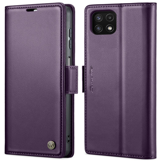 For Samsung Galaxy A22 5G CaseMe 023 Butterfly Buckle Litchi Texture RFID Anti-theft Leather Phone Case(Pearly Purple) - Galaxy Phone Cases by CaseMe | Online Shopping UK | buy2fix