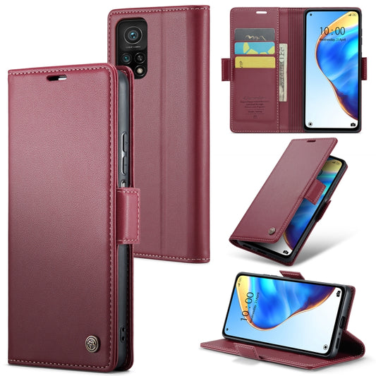 For Xiaomi Mi 10T 5G／10T Pro 5G CaseMe 023 Butterfly Buckle Litchi Texture RFID Anti-theft Leather Phone Case(Wine Red) - Xiaomi Cases by CaseMe | Online Shopping UK | buy2fix